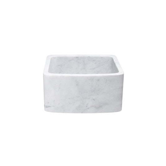 Allstone Group Marble 17″ Carrara White Curved Front Square Farmhouse Kitchen Sink