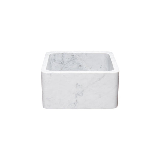 Allstone Group Marble 17″ Carrara White Straight Front Square Farmhouse Kitchen Sink