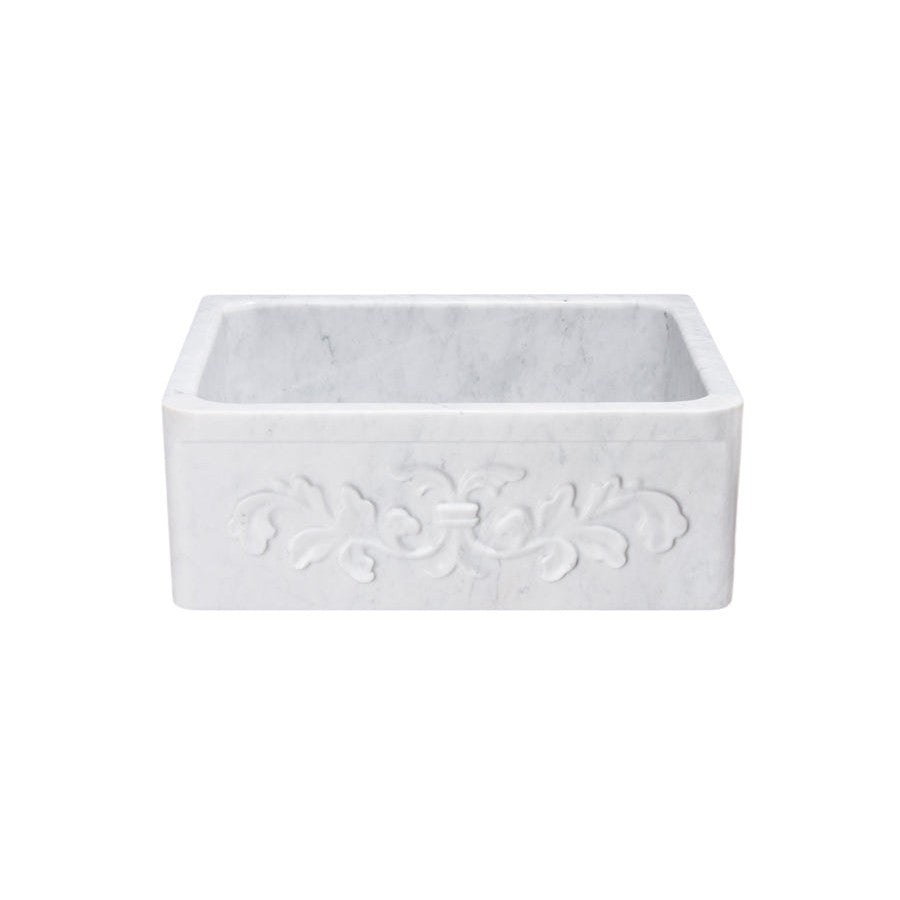 Allstone Group Marble 24″ Carrara White Floral Front Rectangular Farmhouse Kitchen Sink