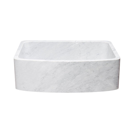 Allstone Group Marble 30″ Carrara White Curved Front Rectangular Farmhouse Kitchen Sink