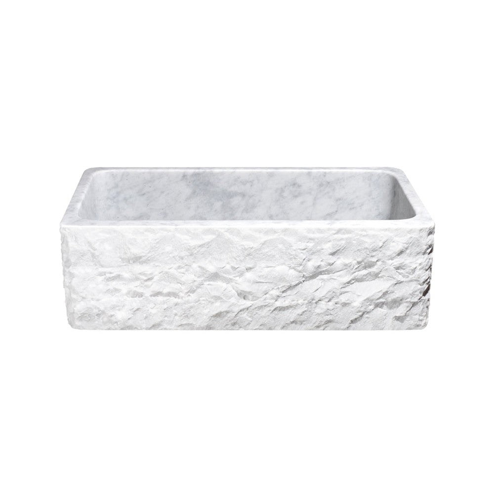 Allstone Group Marble 33″ Carrara White Chiseled Front Rectangular Farmhouse Kitchen Sink