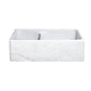 Allstone Group Marble 33″ Carrara White Straight Front 60/40 Double Basin Farmhouse Kitchen Sink