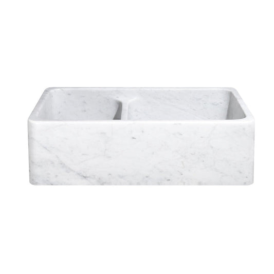 Allstone Group Marble 33″ Carrara White Straight Front 60/40 Double Basin Farmhouse Kitchen Sink