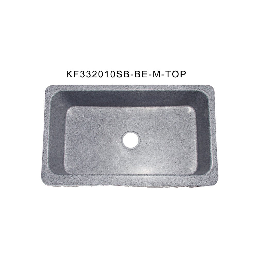 Allstone Group Mercury Granite 33″ Chiseled Front Rectangular Farmhouse Kitchen Sink