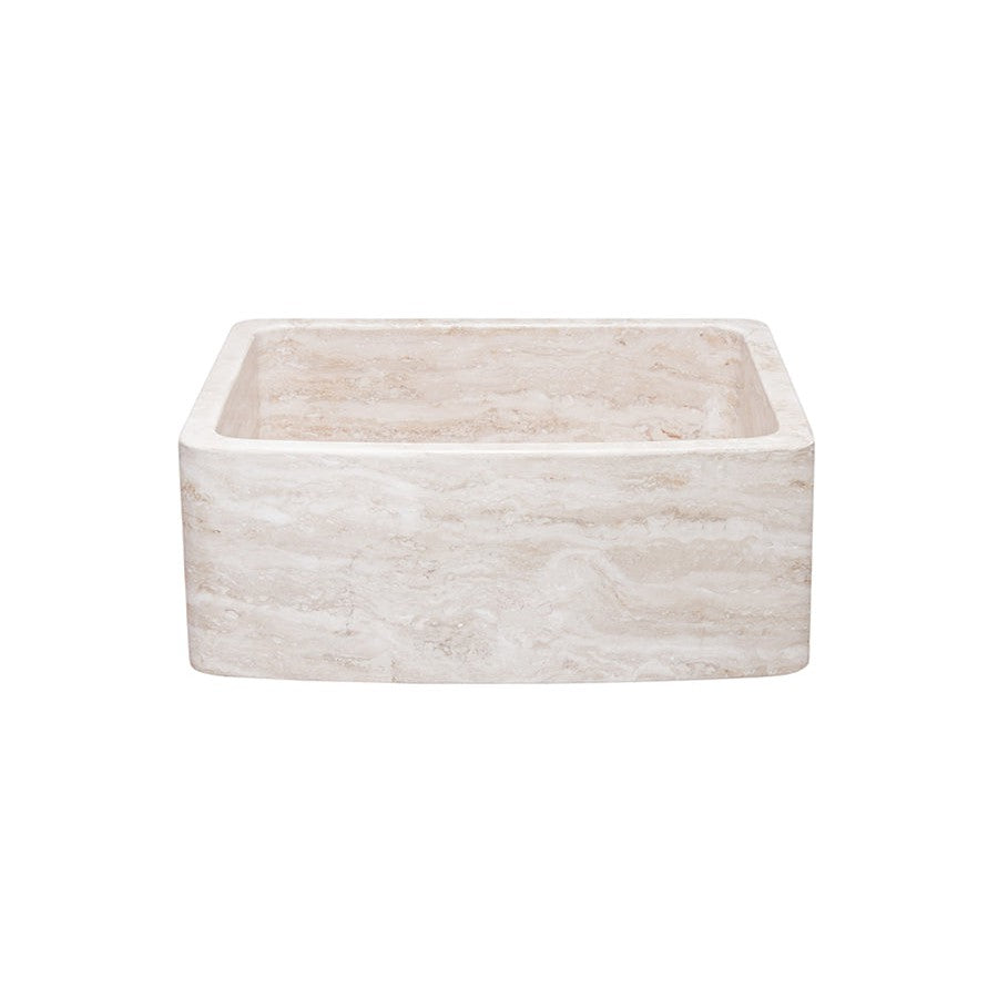 Allstone Group Roma Travertine 24″ Curved Front Rectangular Farmhouse Kitchen Sink