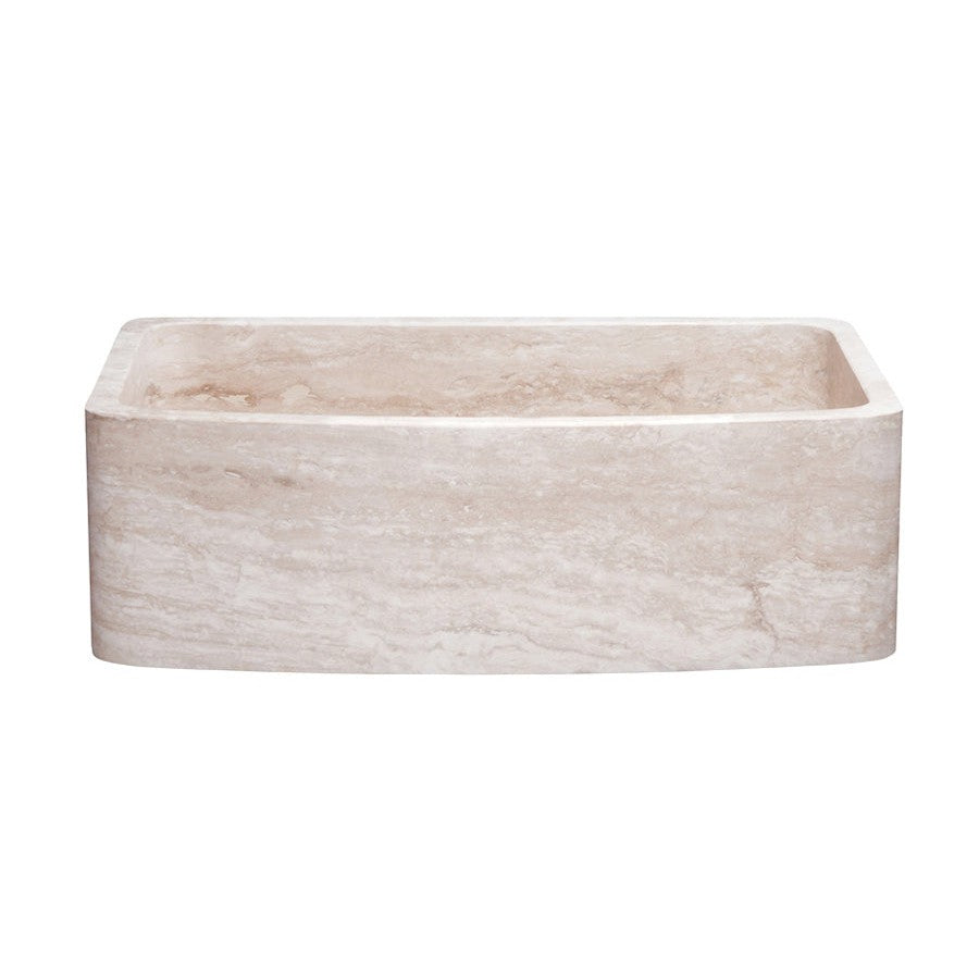 Allstone Group Roma Travertine 33″ Curved Front Rectangular Farmhouse Kitchen Sink