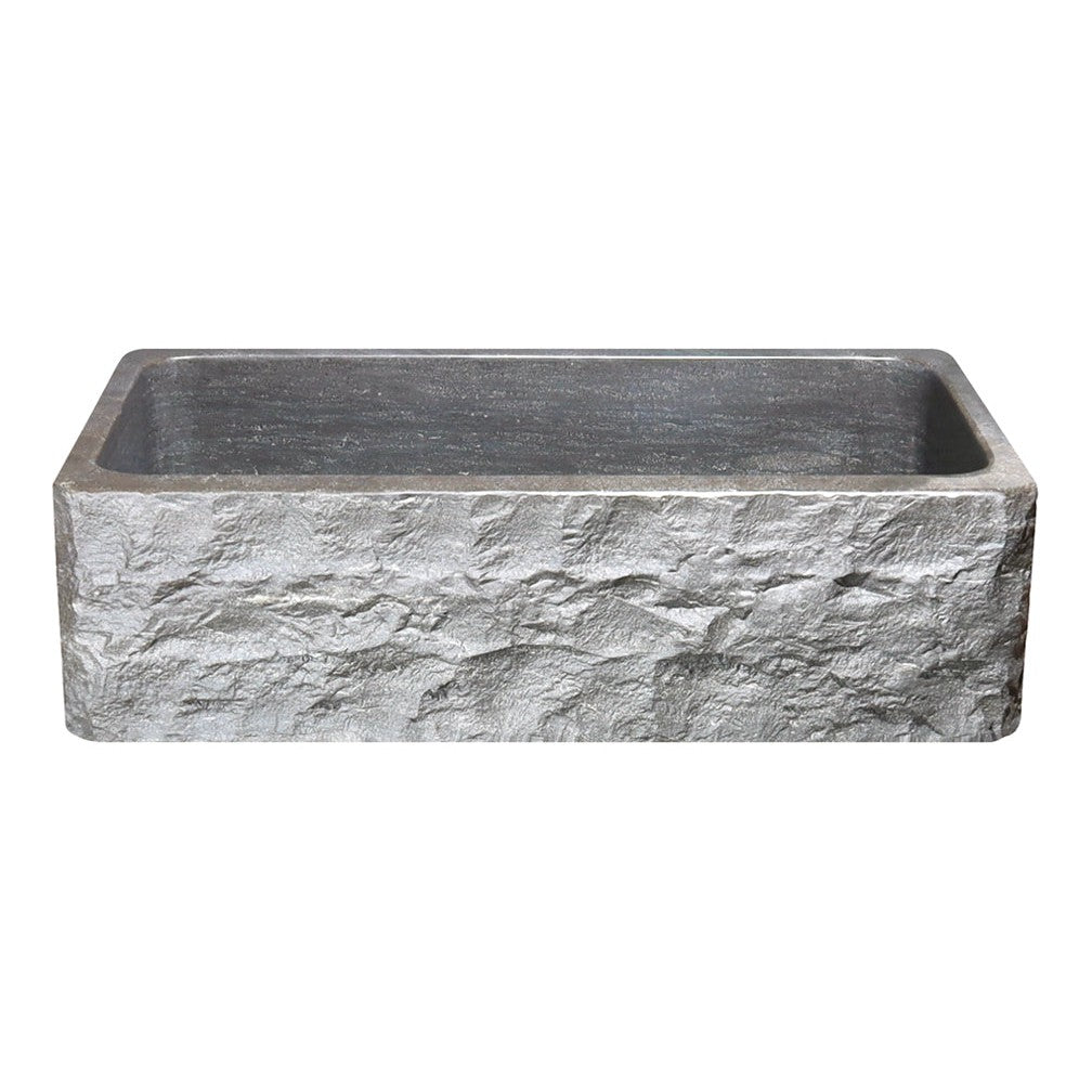 Allstone Group Smoke Brown Limestone 36″ Chiseled Front Rectangular Farmhouse Kitchen Sink