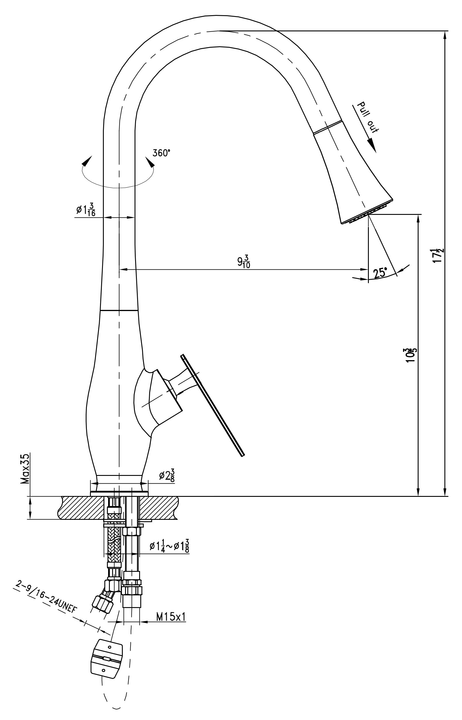 American Imaginations AI-16745 4" Chrome Oval Stainless Steel Transitional Kitchen Sink Faucet