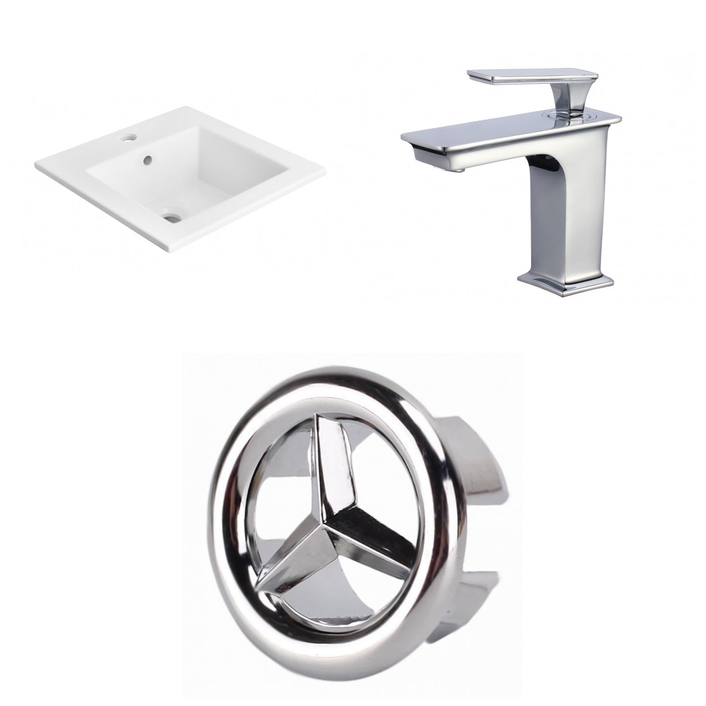 American Imaginations AI-24521 21" White Rectangular Drop In Transitional Ceramic Top Set