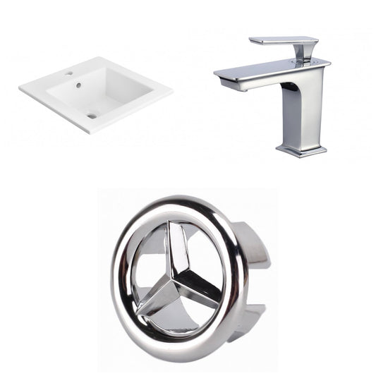 American Imaginations AI-24521 21" White Rectangular Drop In Transitional Ceramic Top Set