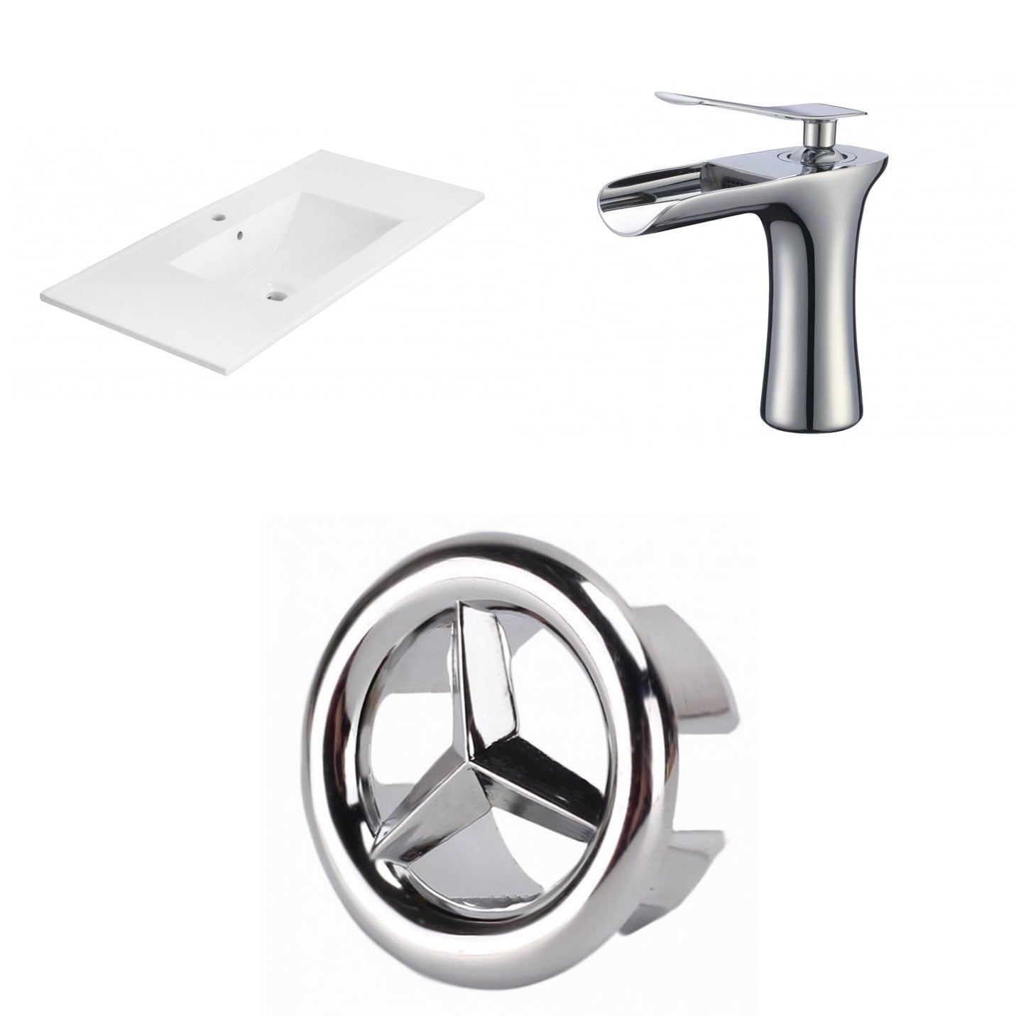 American Imaginations AI-24522 36" White Rectangular Drop In Transitional Ceramic Top Set