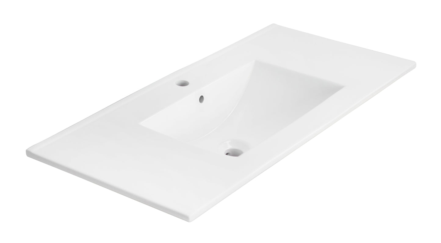 American Imaginations AI-24523 36" White Rectangular Drop In Transitional Ceramic Top Set