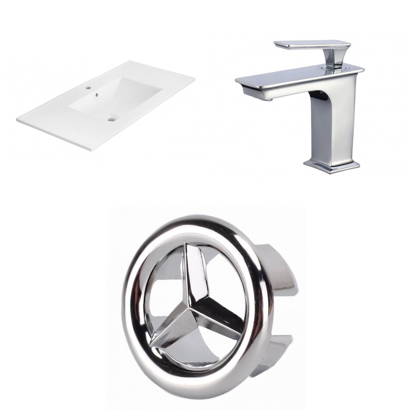 American Imaginations AI-24523 36" White Rectangular Drop In Transitional Ceramic Top Set