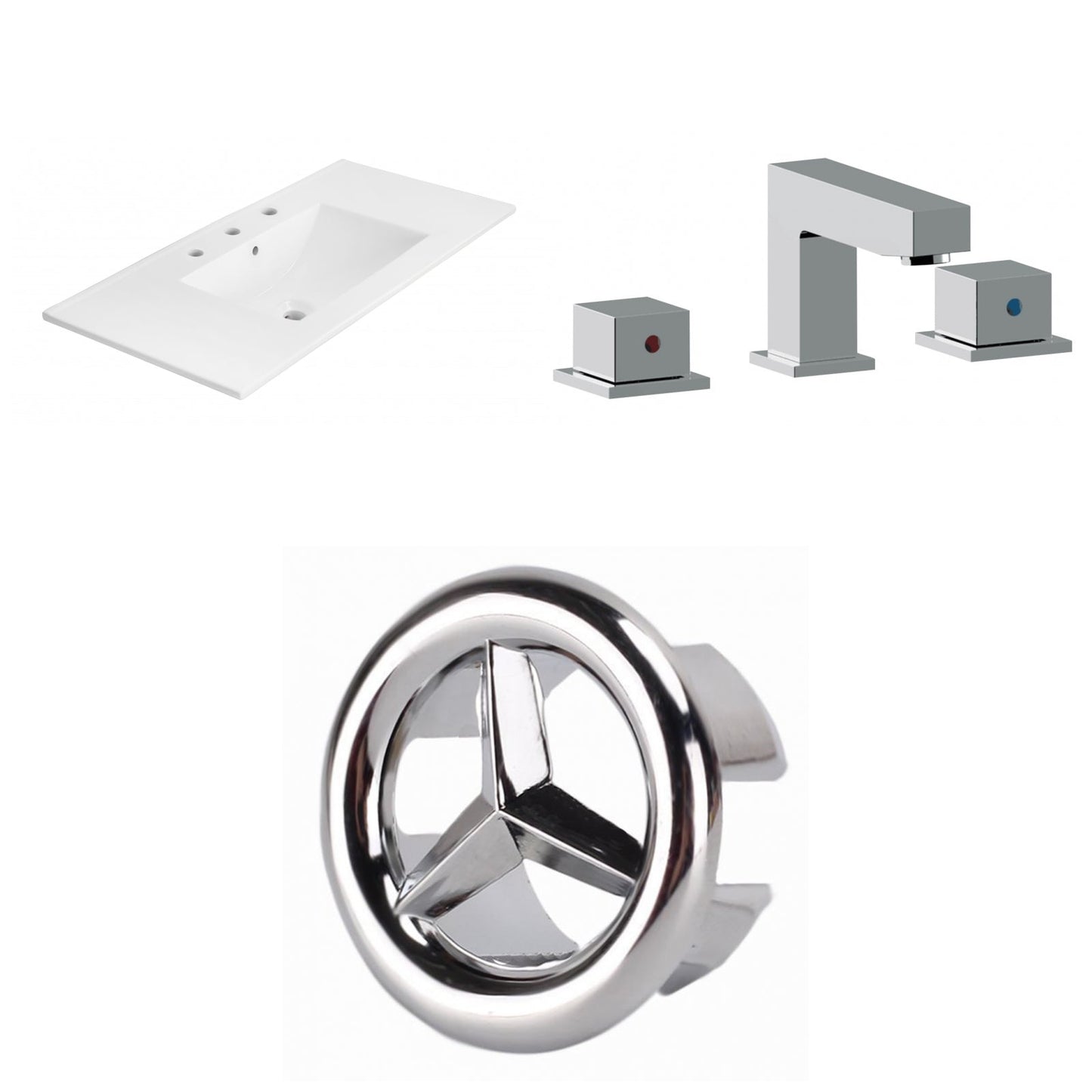 American Imaginations AI-24524 36" White Rectangular Drop In Transitional Ceramic Top Set