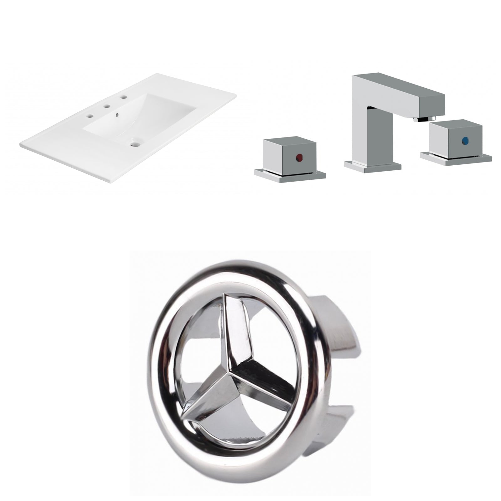 American Imaginations AI-24524 36" White Rectangular Drop In Transitional Ceramic Top Set