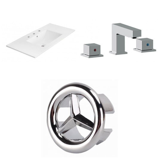 American Imaginations AI-24524 36" White Rectangular Drop In Transitional Ceramic Top Set