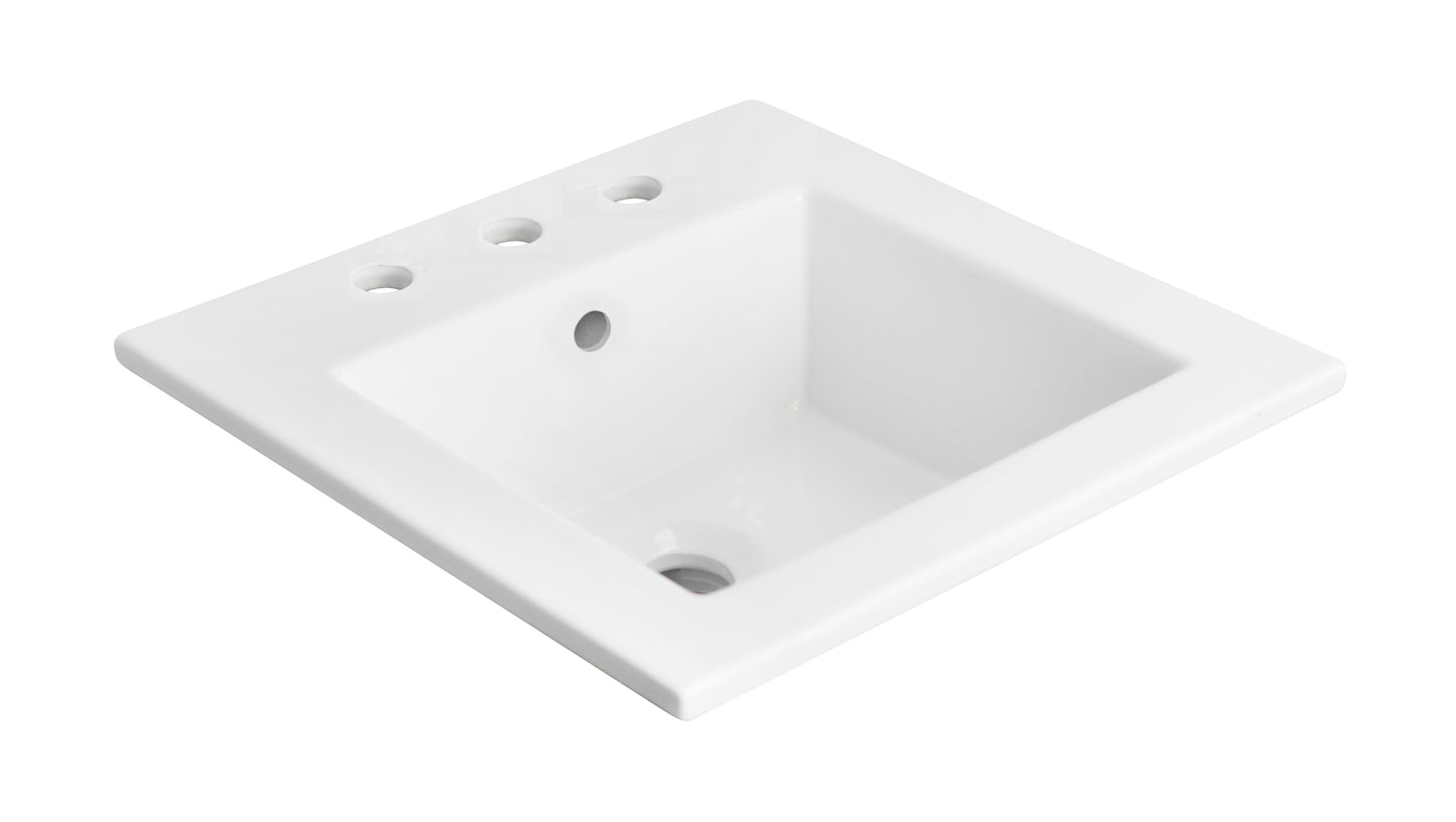 American Imaginations AI-24526 21" White Rectangular Drop In Transitional Ceramic Top Set