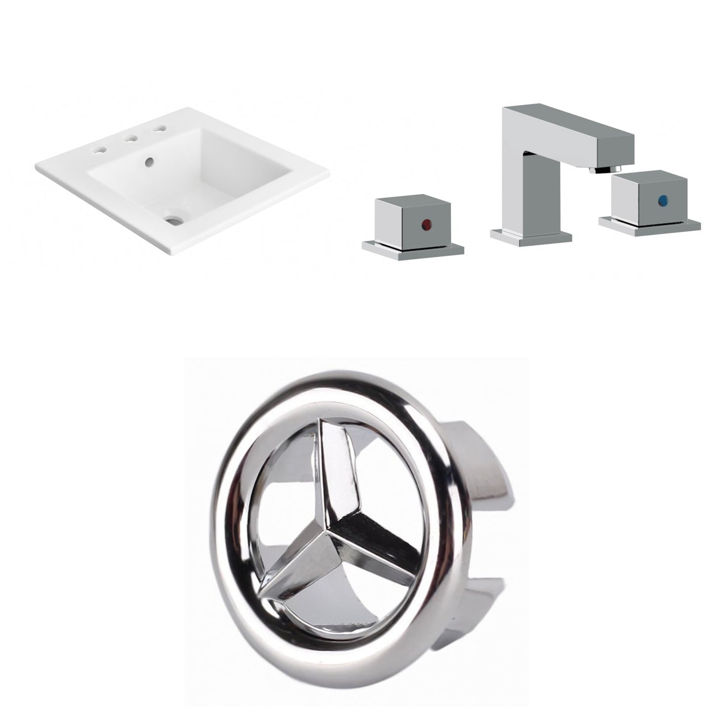 American Imaginations AI-24526 21" White Rectangular Drop In Transitional Ceramic Top Set