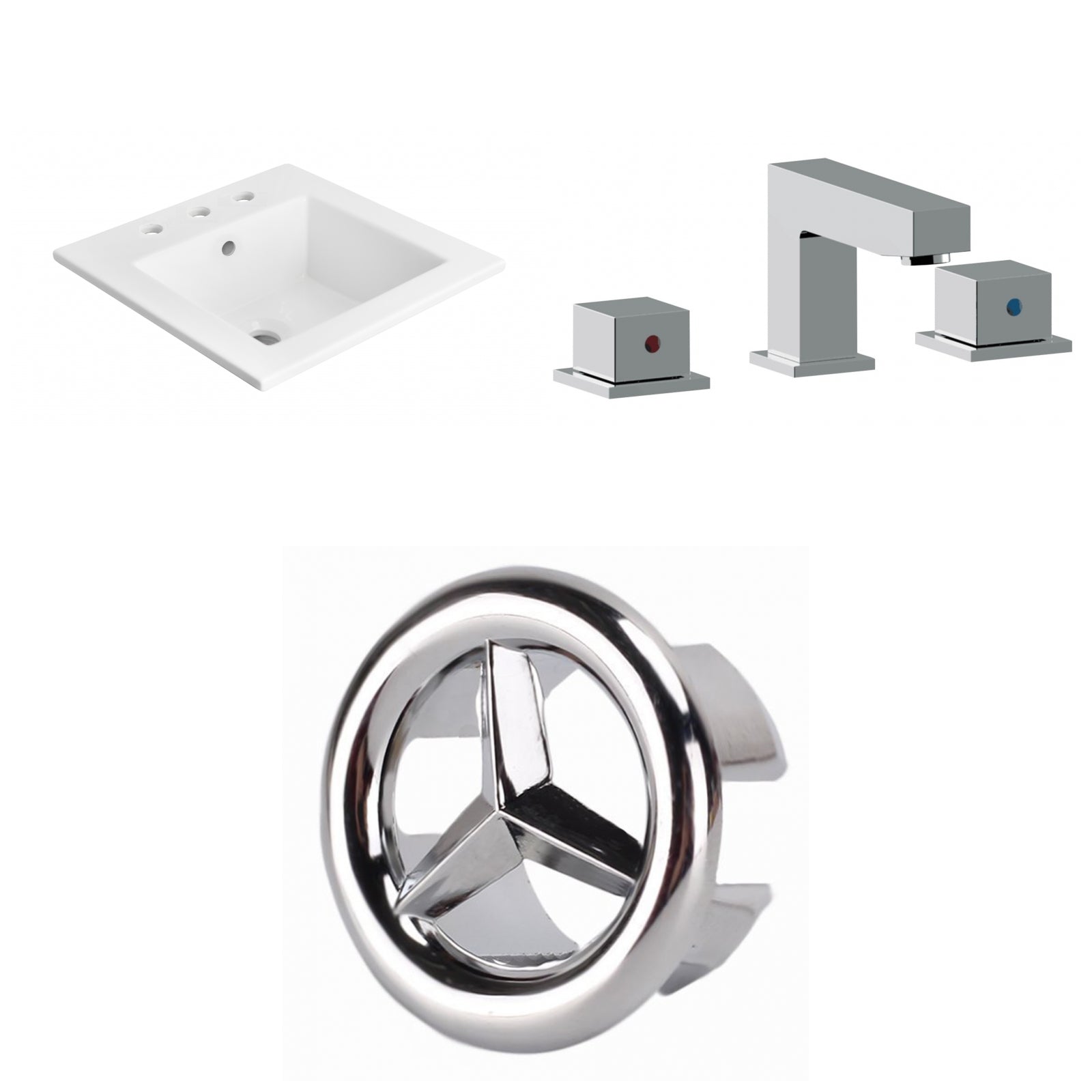 American Imaginations AI-24526 21" White Rectangular Drop In Transitional Ceramic Top Set