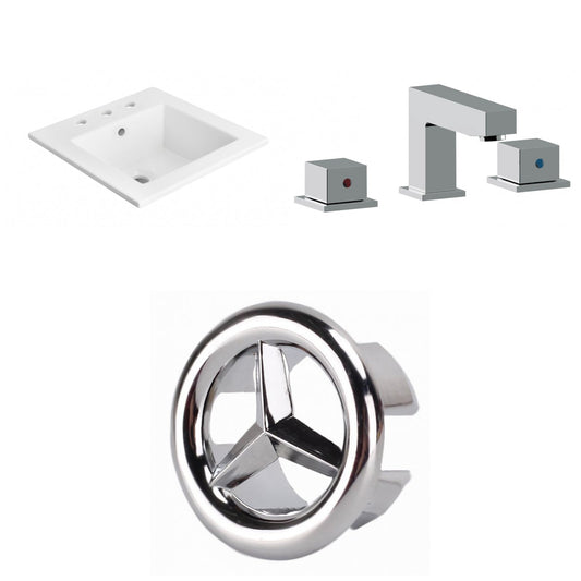 American Imaginations AI-24526 21" White Rectangular Drop In Transitional Ceramic Top Set