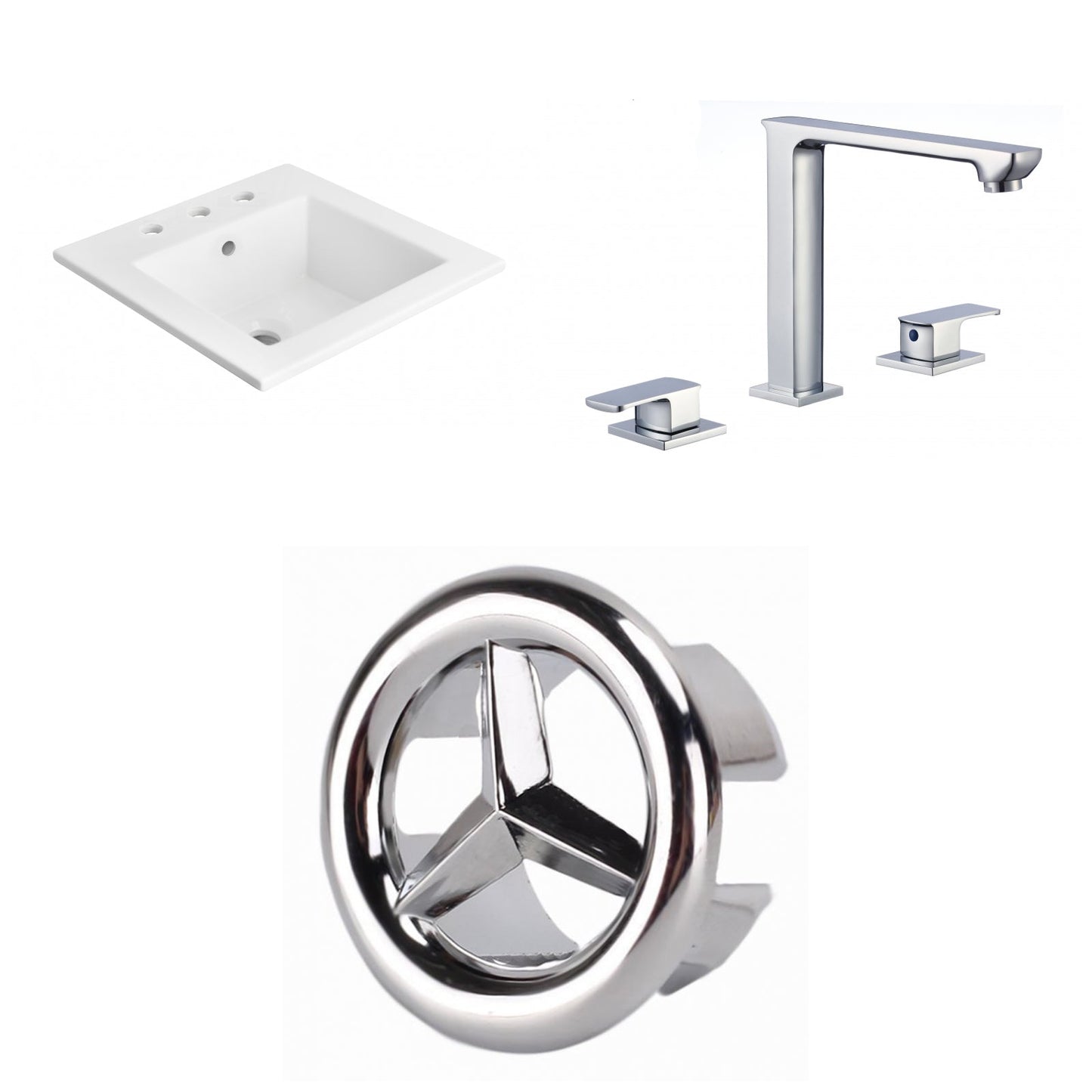 American Imaginations AI-24527 21" White Rectangular Drop In Transitional Ceramic Top Set