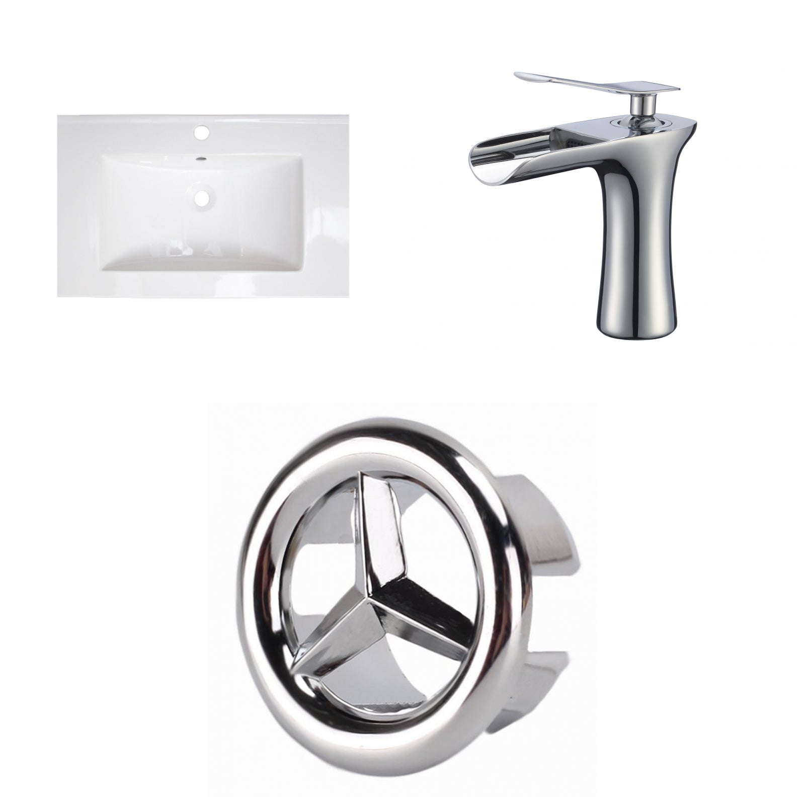 American Imaginations AI-24544 21" White Rectangular Drop In Transitional Ceramic Top Set
