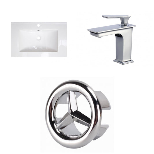 American Imaginations AI-24545 21" White Rectangular Drop In Transitional Ceramic Top Set