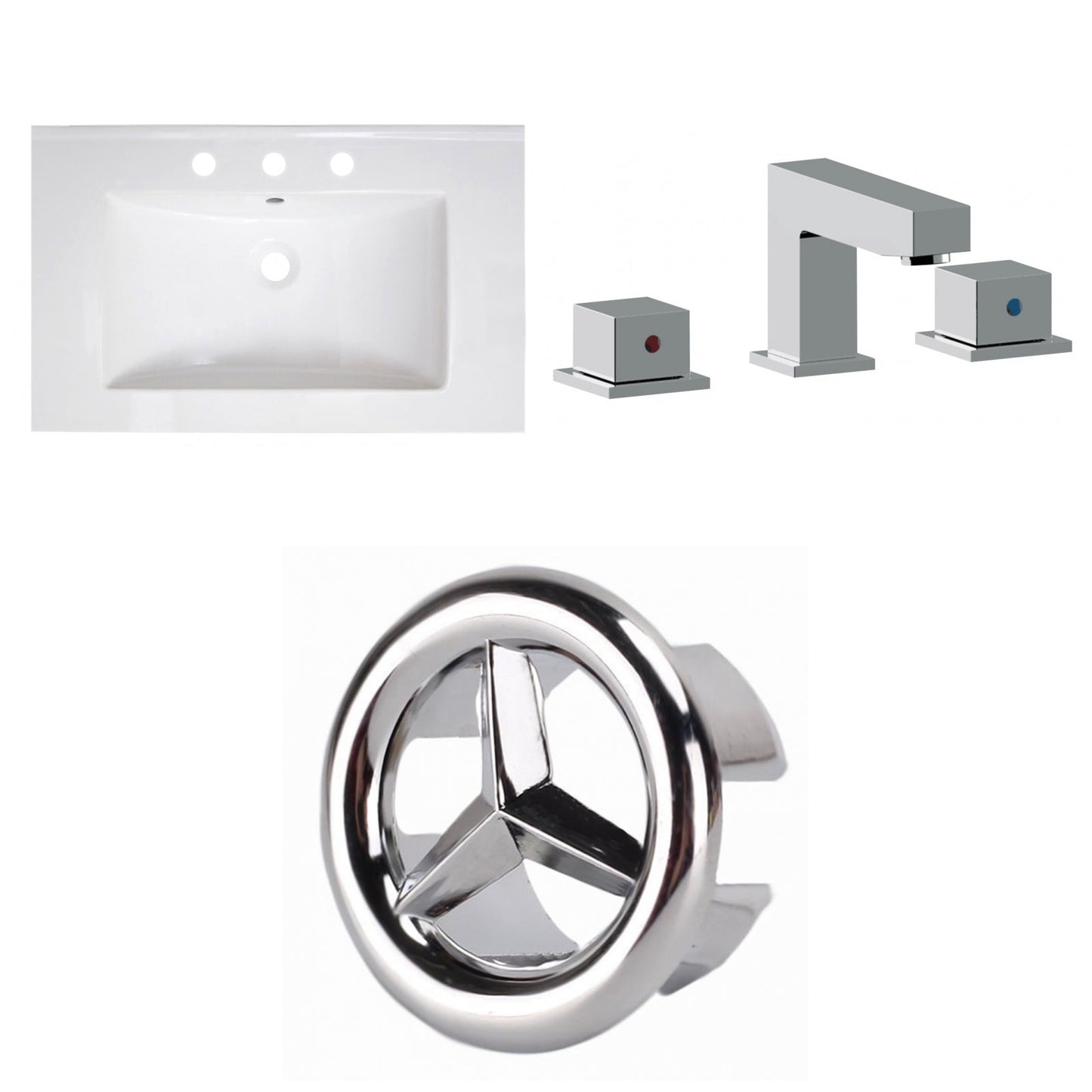 American Imaginations AI-24546 30" White Rectangular Drop In Transitional Ceramic Top Set
