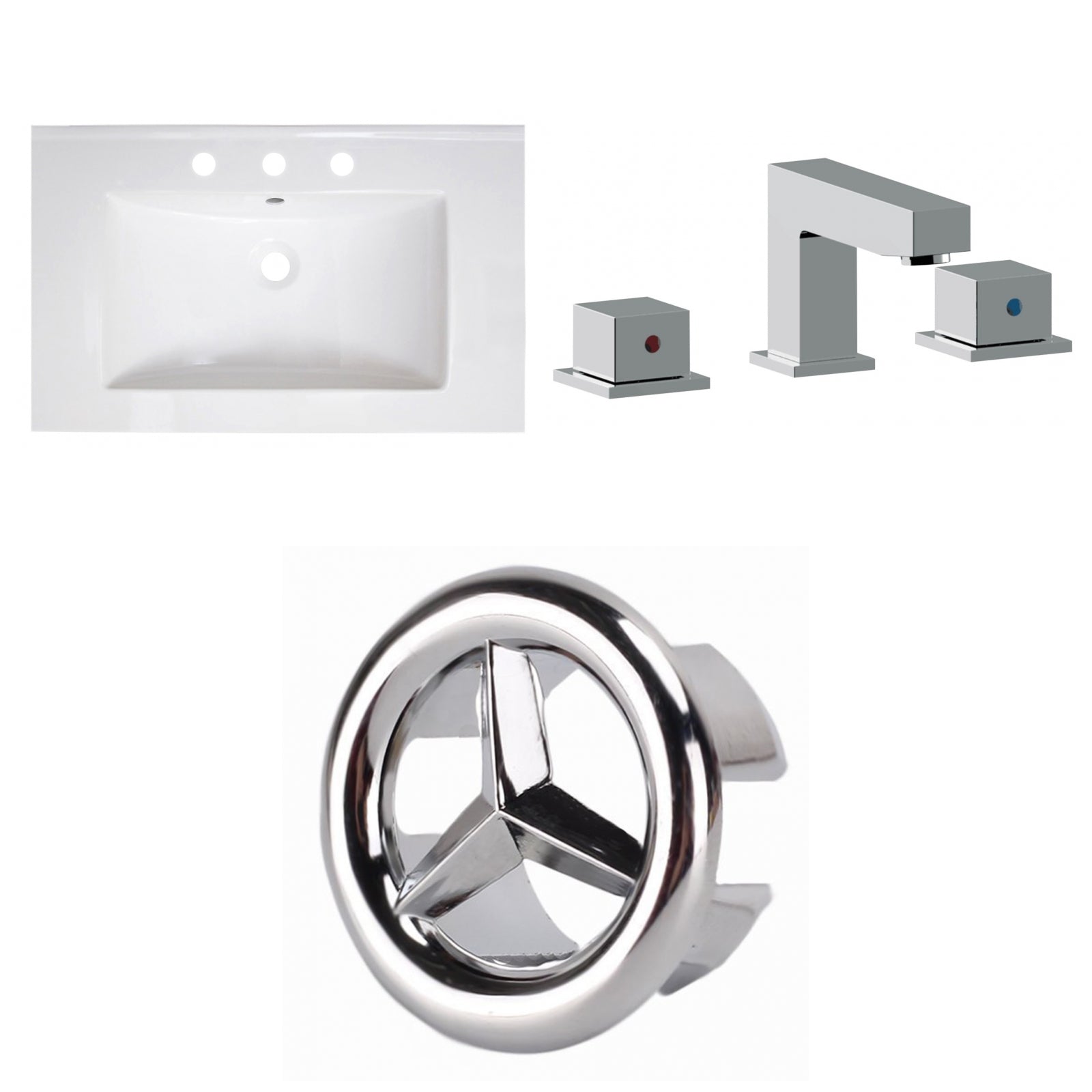American Imaginations AI-24546 30" White Rectangular Drop In Transitional Ceramic Top Set