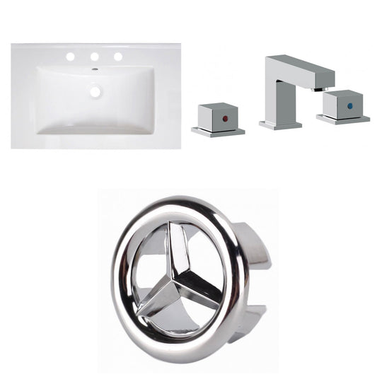 American Imaginations AI-24546 30" White Rectangular Drop In Transitional Ceramic Top Set