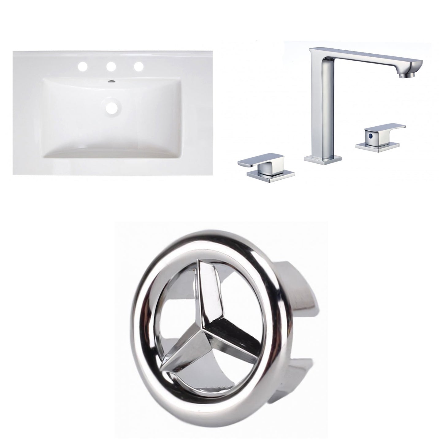 American Imaginations AI-24547 30" White Rectangular Drop In Transitional Ceramic Top Set