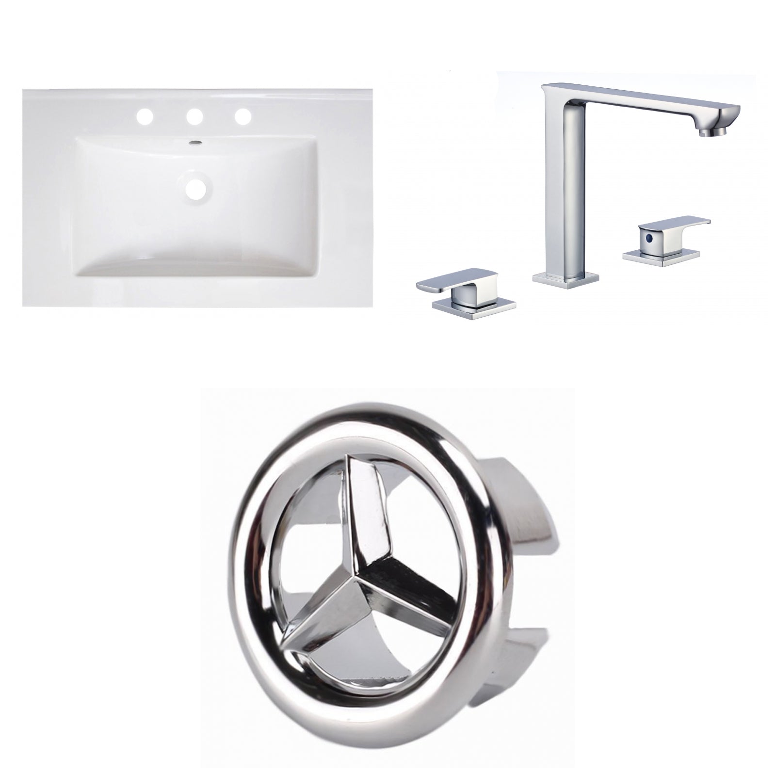 American Imaginations AI-24547 30" White Rectangular Drop In Transitional Ceramic Top Set