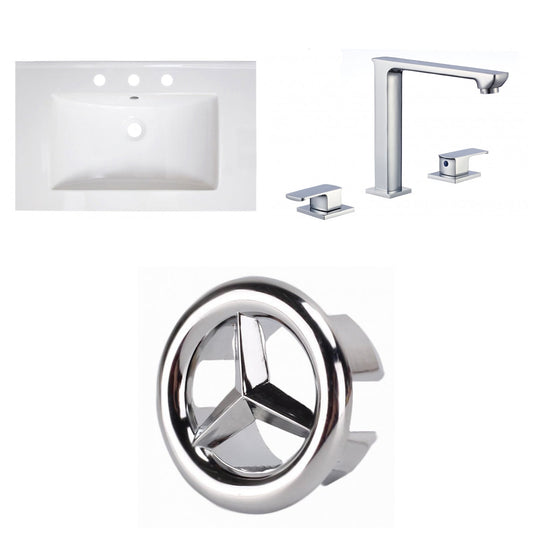 American Imaginations AI-24547 30" White Rectangular Drop In Transitional Ceramic Top Set