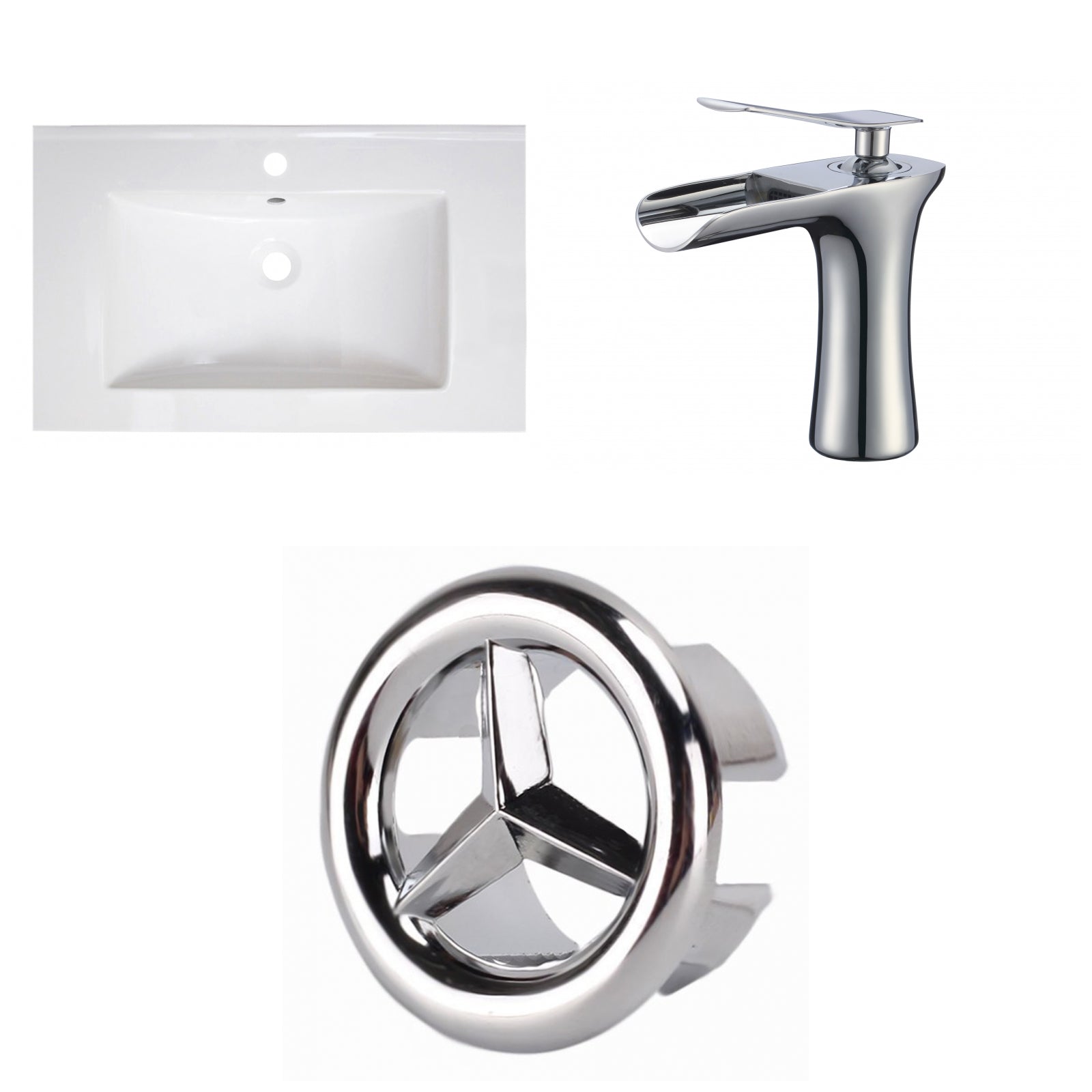 American Imaginations AI-24548 30" White Rectangular Drop In Transitional Ceramic Top Set