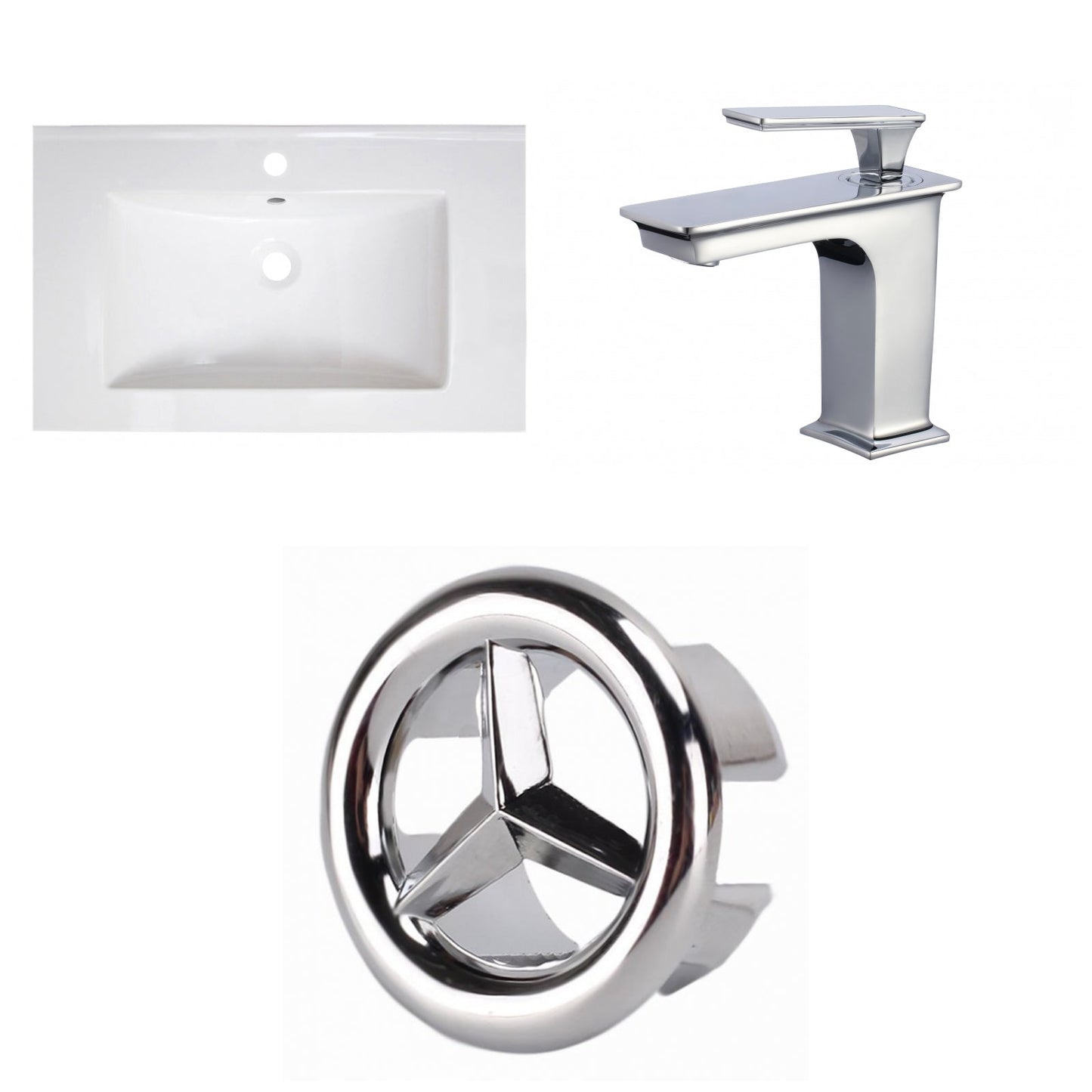 American Imaginations AI-24549 30" White Rectangular Drop In Transitional Ceramic Top Set