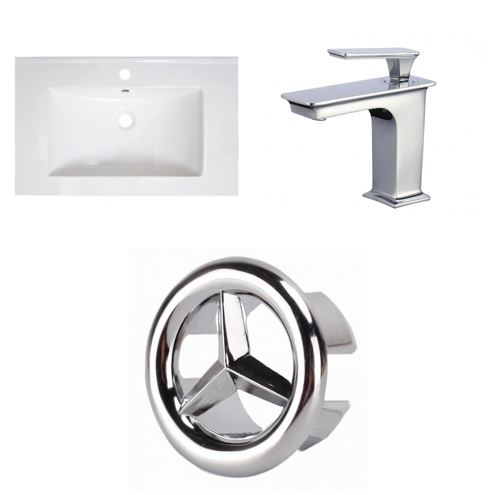 American Imaginations AI-24549 30" White Rectangular Drop In Transitional Ceramic Top Set