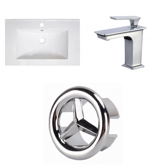 American Imaginations AI-24549 30" White Rectangular Drop In Transitional Ceramic Top Set