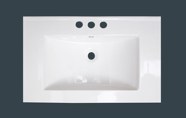American Imaginations AI-24550 21" White Rectangular Drop In Transitional Ceramic Top Set