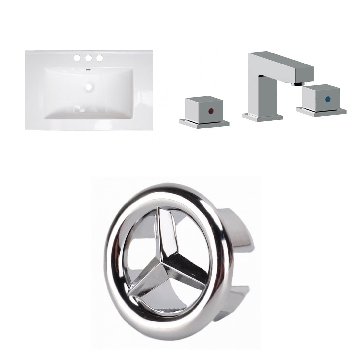 American Imaginations AI-24550 21" White Rectangular Drop In Transitional Ceramic Top Set