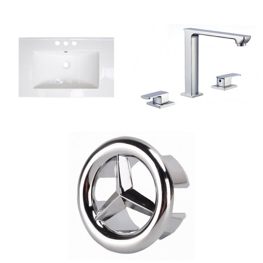 American Imaginations AI-24551 21" White Rectangular Drop In Transitional Ceramic Top Set