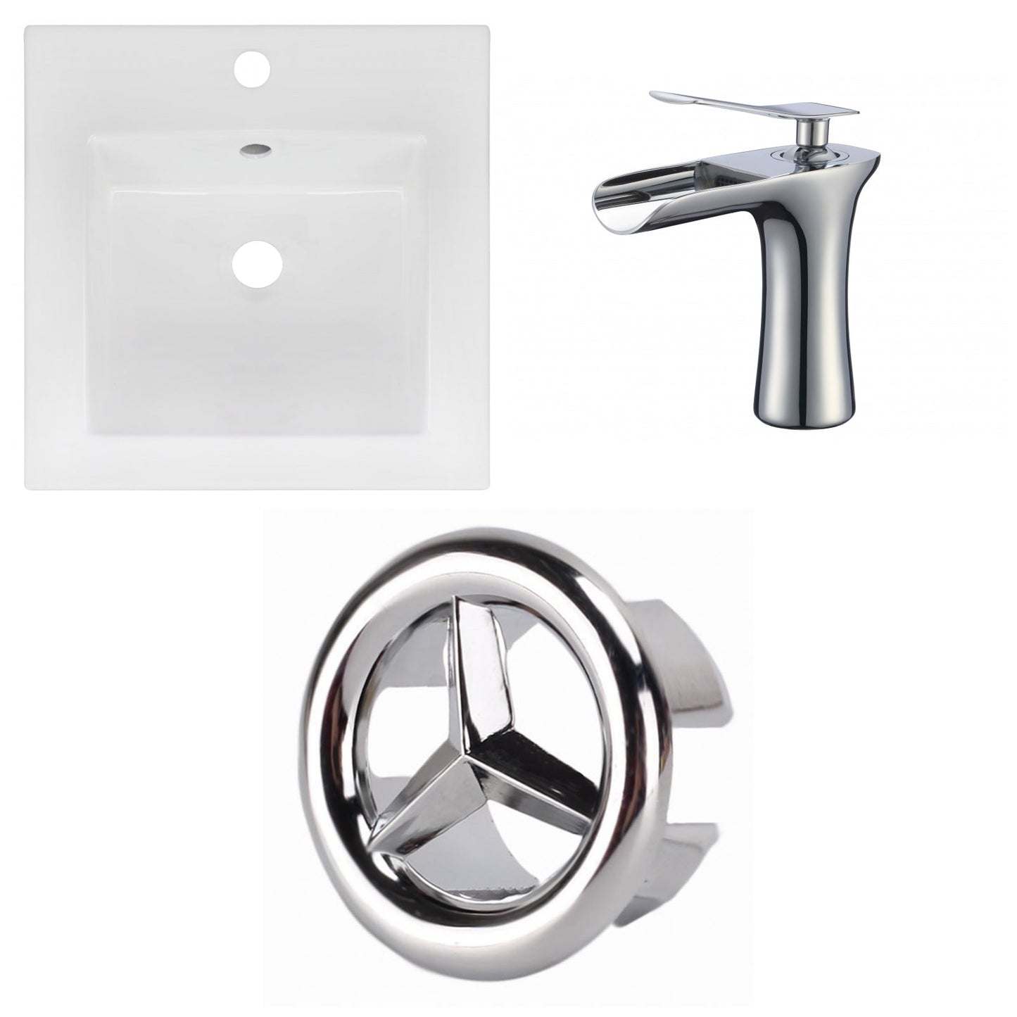 American Imaginations AI-24556 17" White Square Drop In Transitional Ceramic Top Set