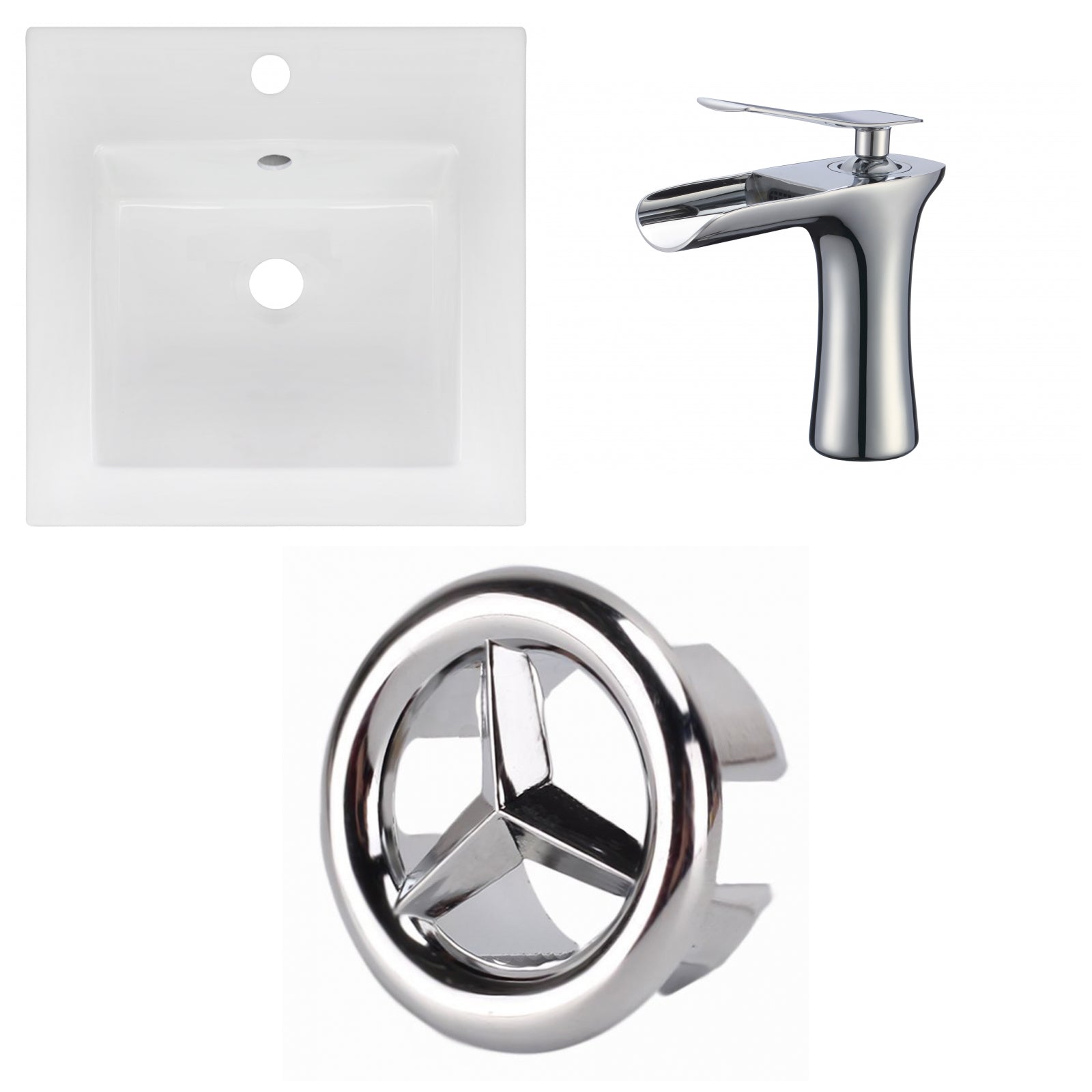 American Imaginations AI-24556 17" White Square Drop In Transitional Ceramic Top Set