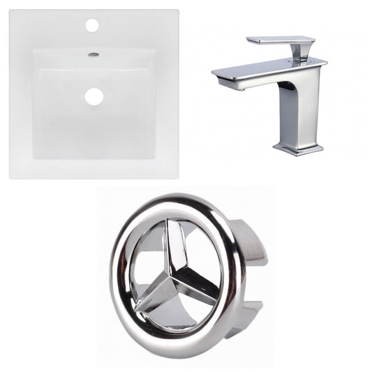 American Imaginations AI-24557 17" White Square Drop In Transitional Ceramic Top Set