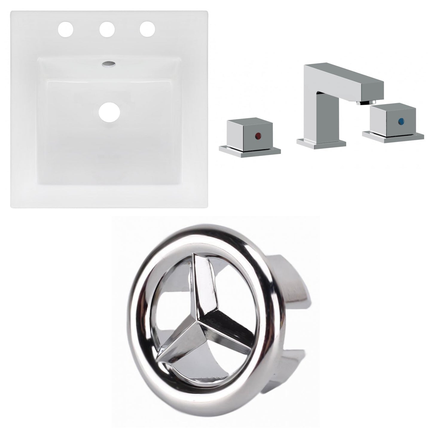 American Imaginations AI-24558 17" White Square Drop In Transitional Ceramic Top Set