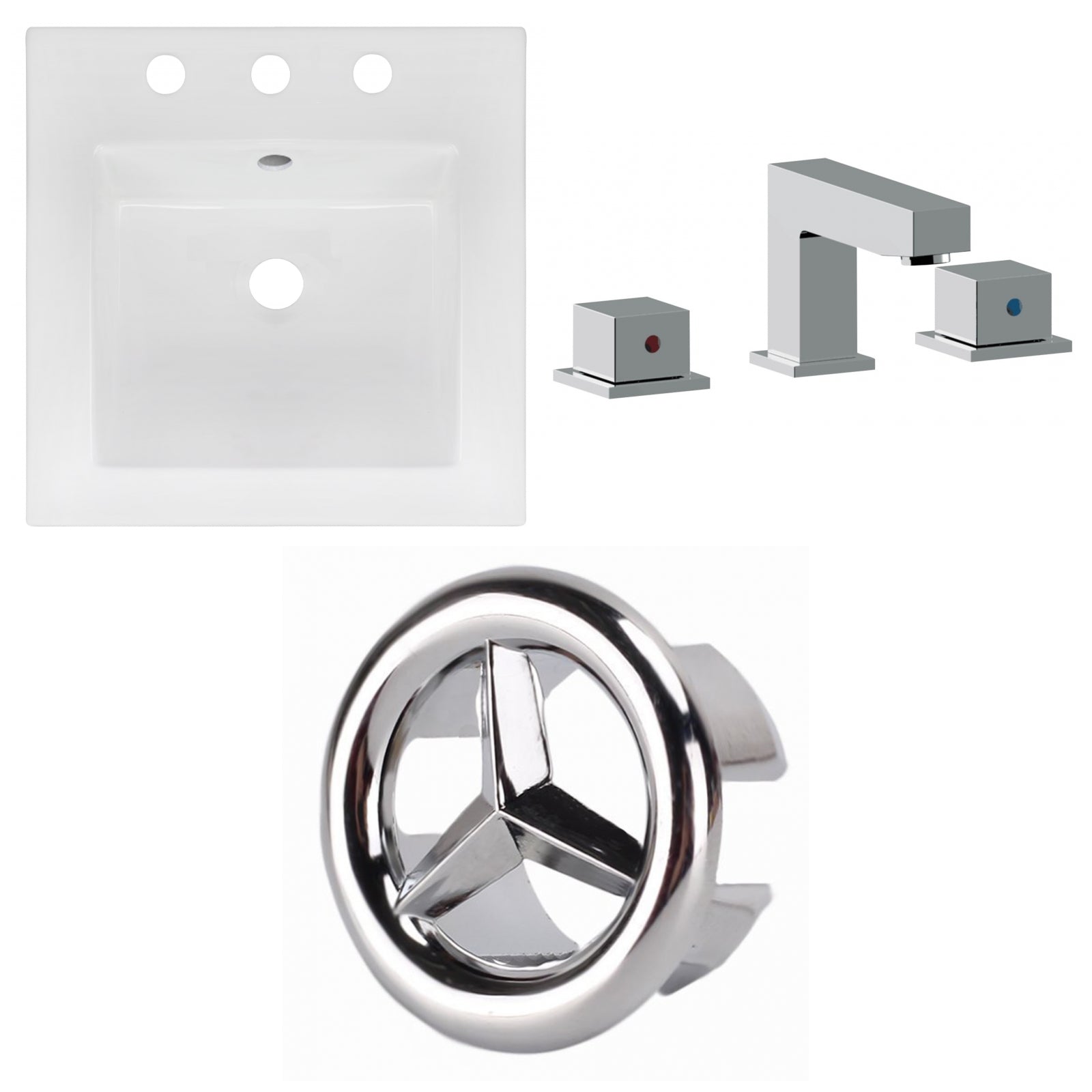 American Imaginations AI-24558 17" White Square Drop In Transitional Ceramic Top Set
