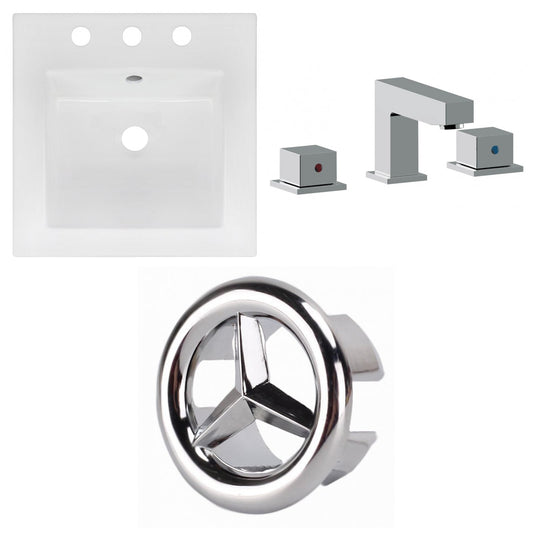 American Imaginations AI-24558 17" White Square Drop In Transitional Ceramic Top Set