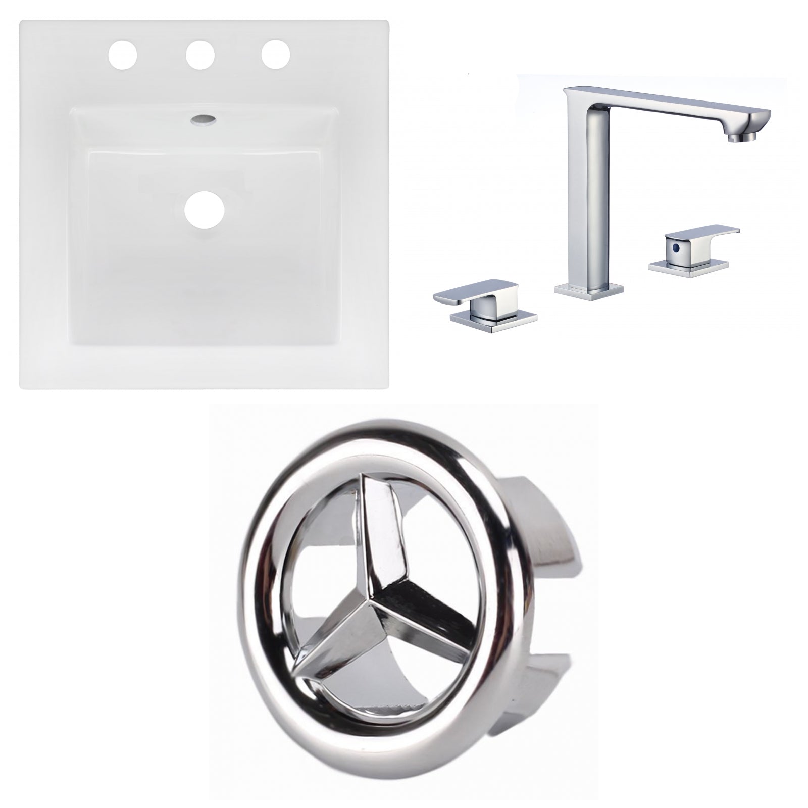American Imaginations AI-24559 17" White Square Drop In Transitional Ceramic Top Set