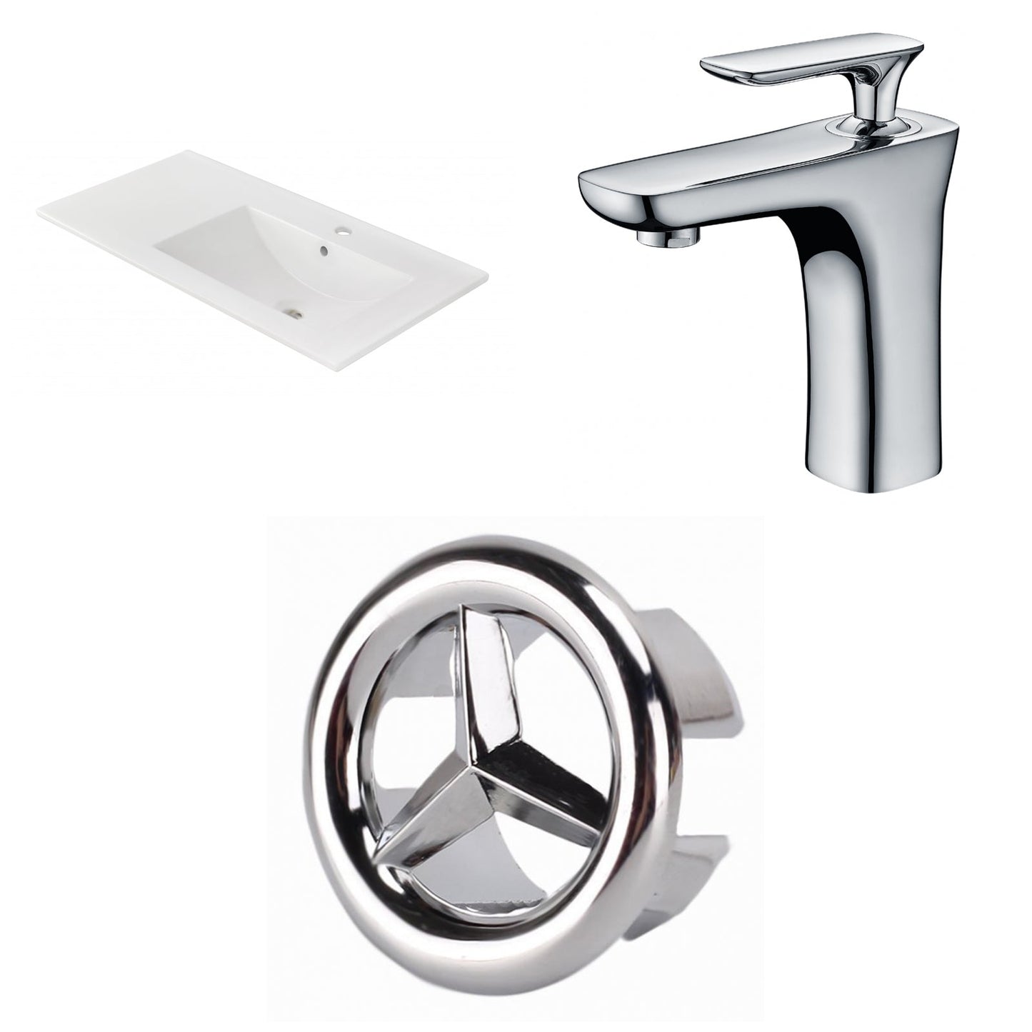 American Imaginations AI-24560 36" White Rectangular Drop In Transitional Ceramic Top Set