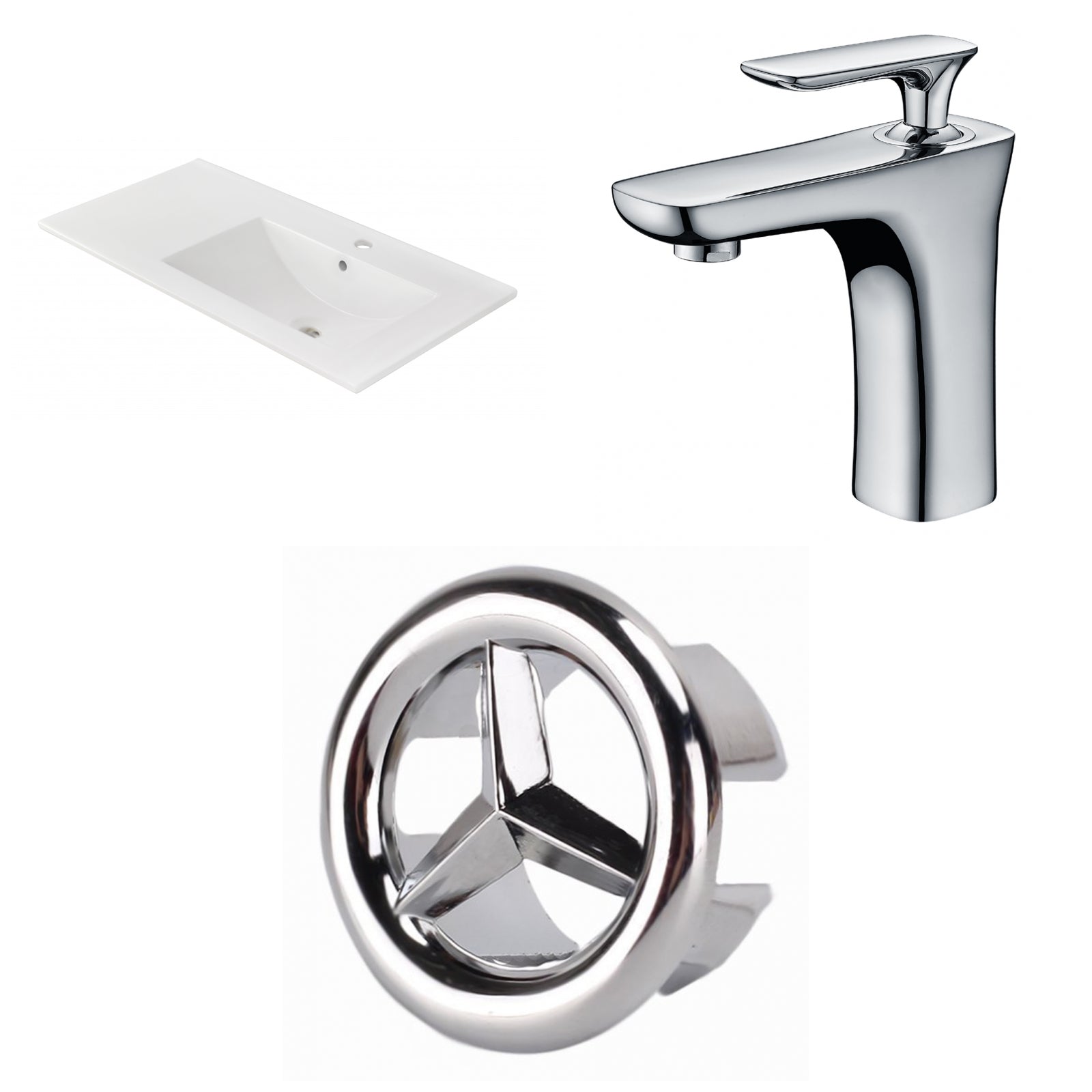 American Imaginations AI-24560 36" White Rectangular Drop In Transitional Ceramic Top Set