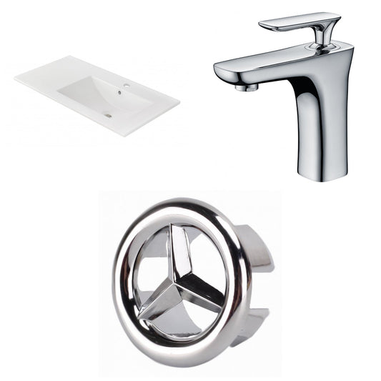 American Imaginations AI-24560 36" White Rectangular Drop In Transitional Ceramic Top Set